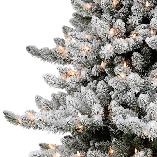 7.5ft. Pre-Lit Flocked Royal Majestic Spruce Artificial Christmas Tree, Clear Lights